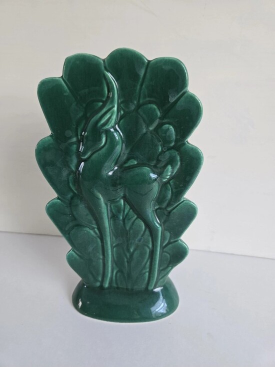 Other - Deer Glazed Green Vase Vintage Royal Ariston